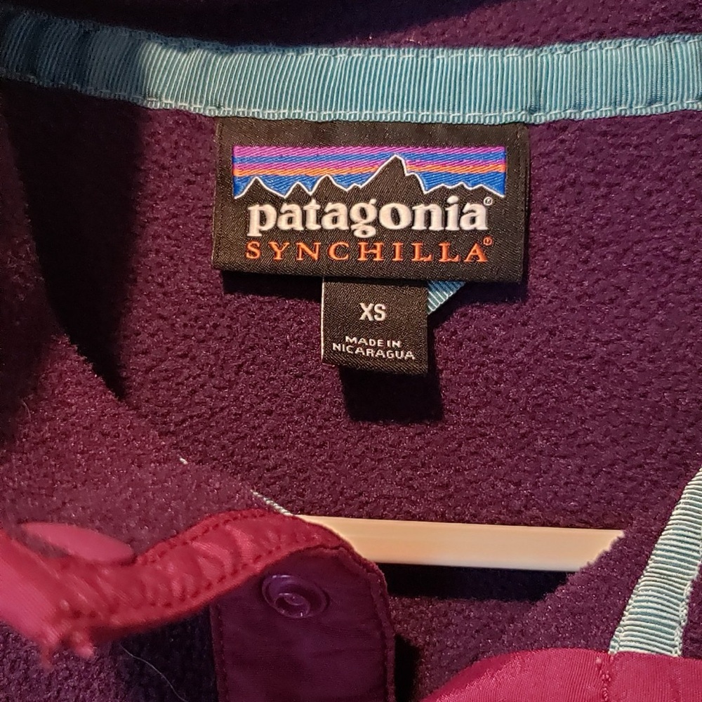 Patagonia Synchilla Maroon and Teal Pullover Size xs - Picture 3 of 3